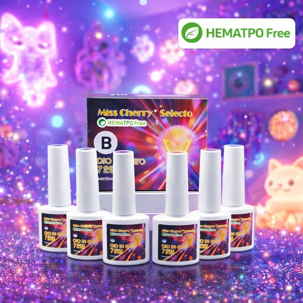 HEMATPO Free Miss Cherry Ojo de gato 72w gama TPO FREE gel uñas UV LED profesional