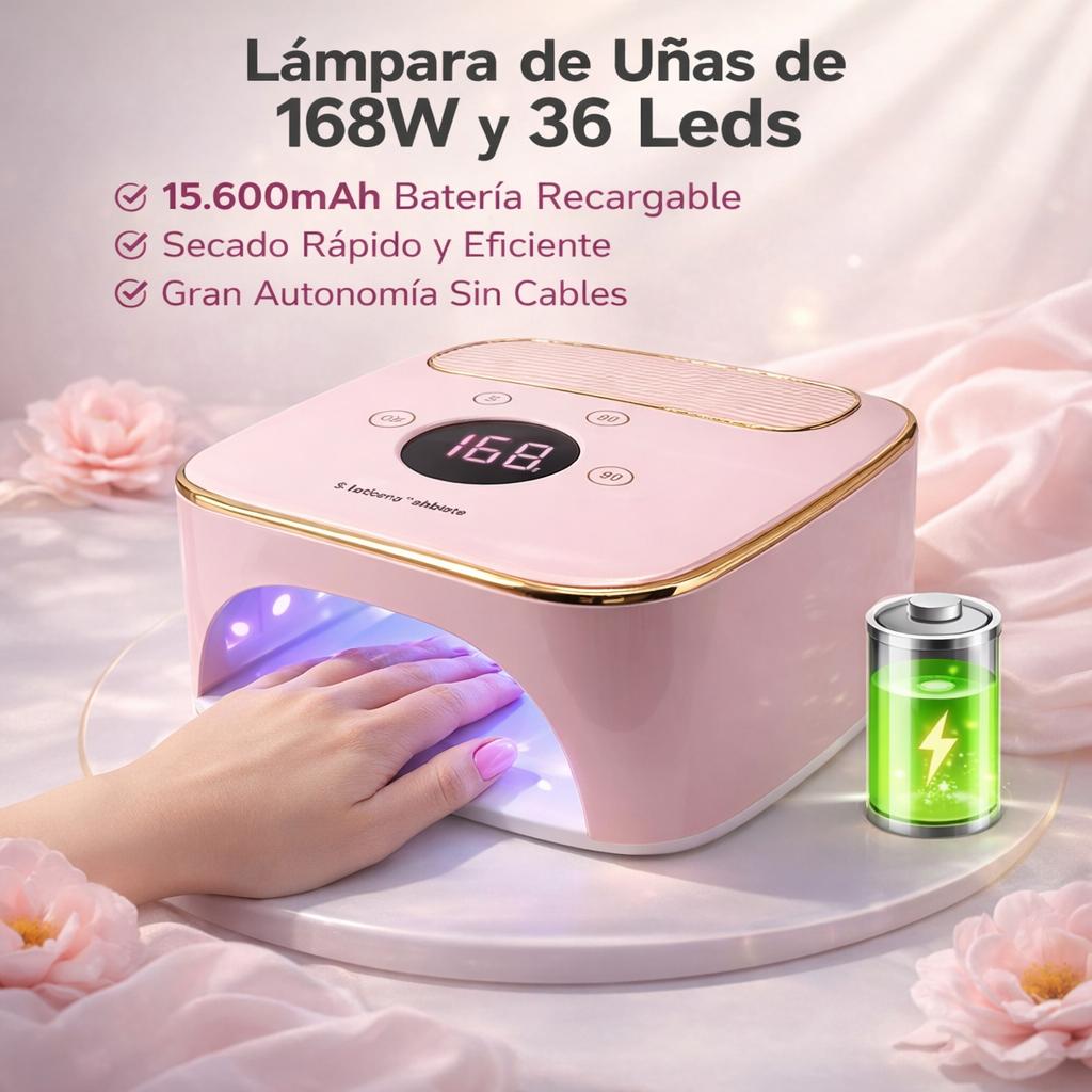 Miss Cherry Lampara UV/Led Recargable 158w 15600mAh para Esmalte de Uñas Nails Esmalte
