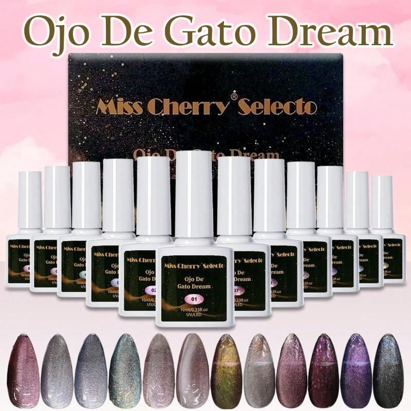 MISS CHERRY Gel esmalte semipermanente para uñas Uv Led Ojo de gato DREAM 12 pcs
