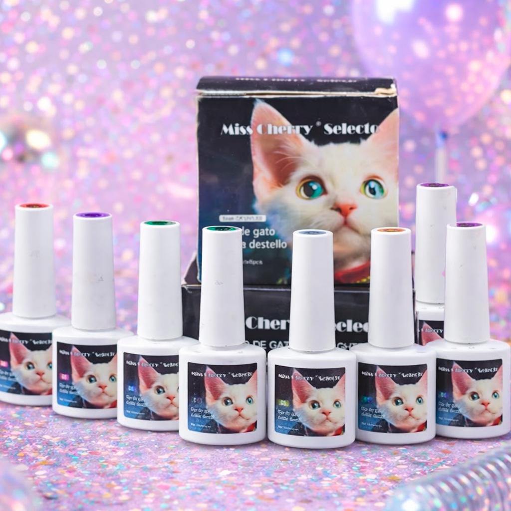 Miss Cherry Gama DOBLE DESTELLO 8pcs ojo de gato profesional uñas Gel semipermanente efecto UV LED