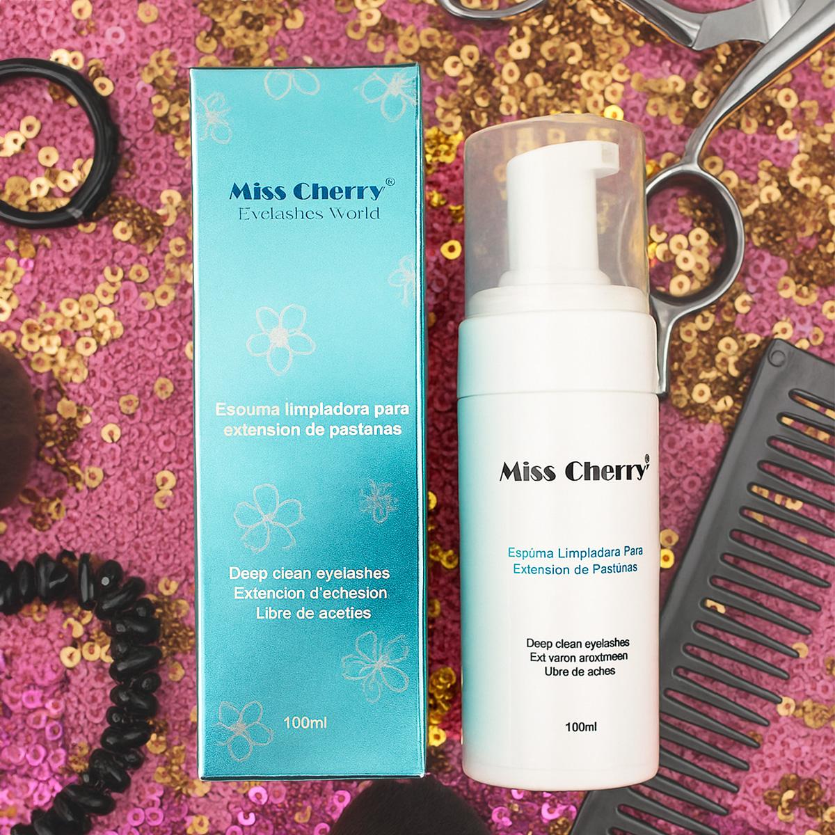 Miss Cherry Makeup Espuma Limpiadora para Pestañas Profesional 100 ml para Cuidado de Pestañas