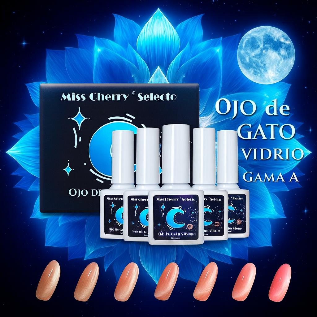 Miss Cherry Ojo de gato Vidrio EFECTO GEL EN UÑAS SEMIPERMANENTE UV LED profesional art nail