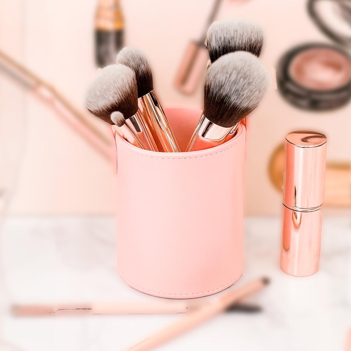 Miss Cherry SET-PINK Brochas para Maquillaje SET DE 12 pzs con Caja de Cuero Elegante y Diseño de Alta Calidad makeup