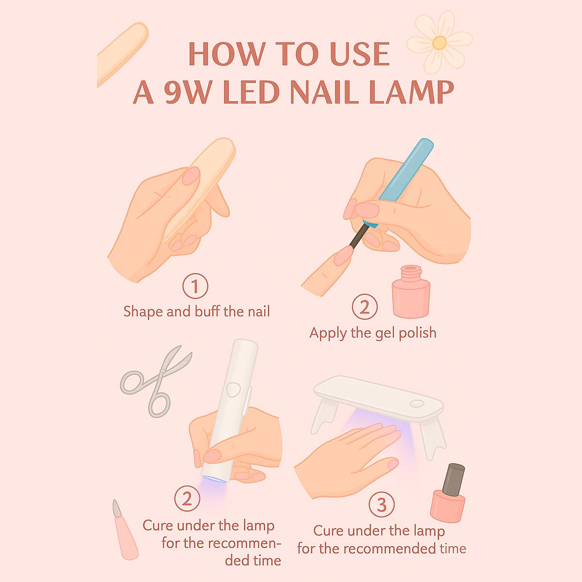 Miss Cherry Mini lampara portatil recargable 9W-POWER 2en1 Linterna LED para secado rapido en uñas manicura