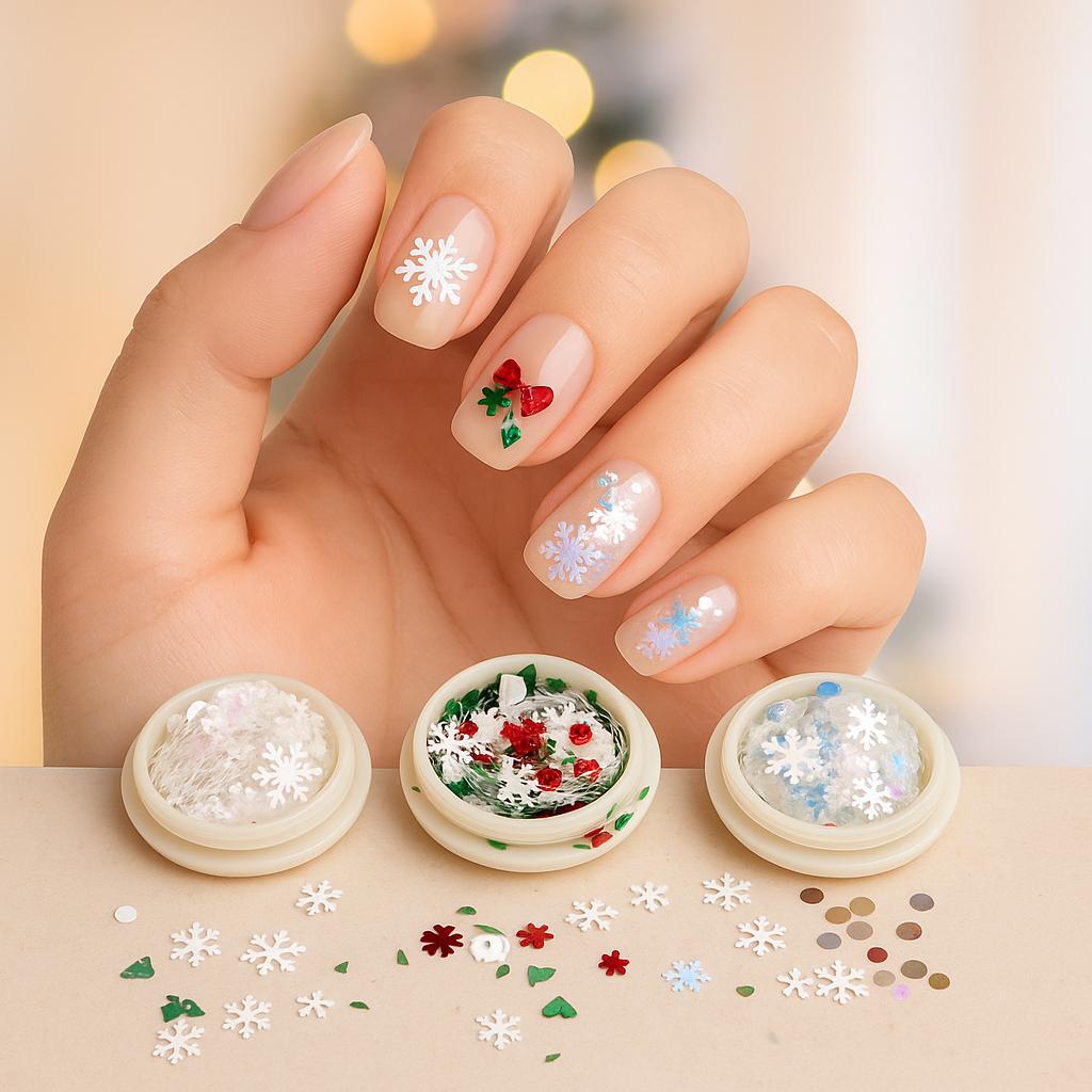 Miss Cherry Decoraciones Navideñas Set 6pz en Resina con Diseño Animado para Uñas, Accesorios DIY