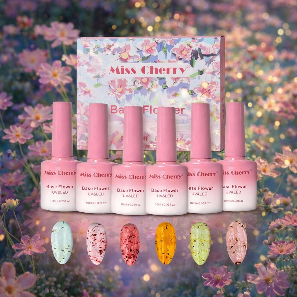 Miss Cherry Base Flower gama UV/LED profesional manicura uñas 10ml 6 piezas