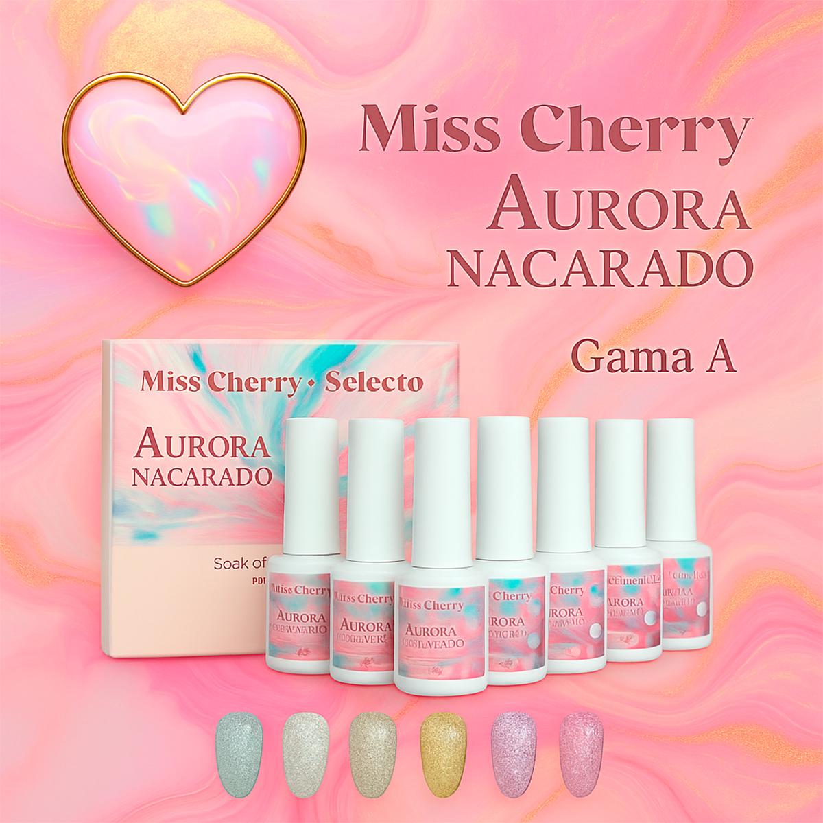 Miss Cherry Gama AURORA NACARADO Gel semipermanente profesional UV LED 6 pcs Nail art