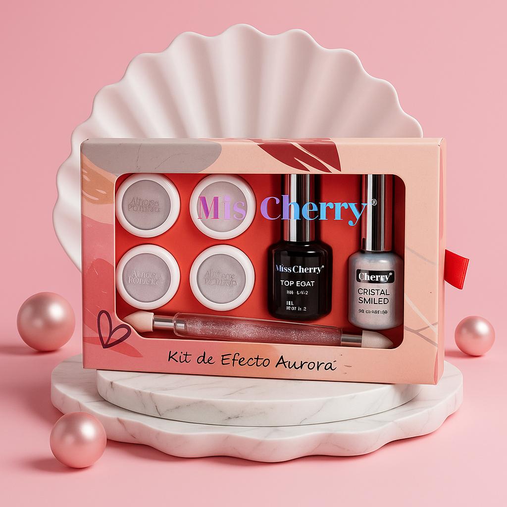 Miss Cherry Kit Efecto Aurora Paquete Efecto con Base y Top UV Led profesional Uñas Nails arte enn uñas