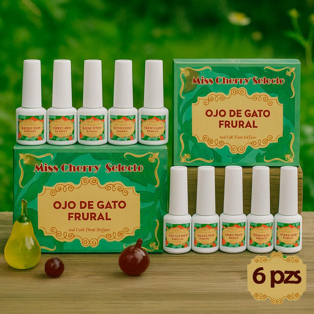 Miss Cherry Gel Esmalte Semipermanente para Uñas Ojo de Gato Frutal 6 pcs