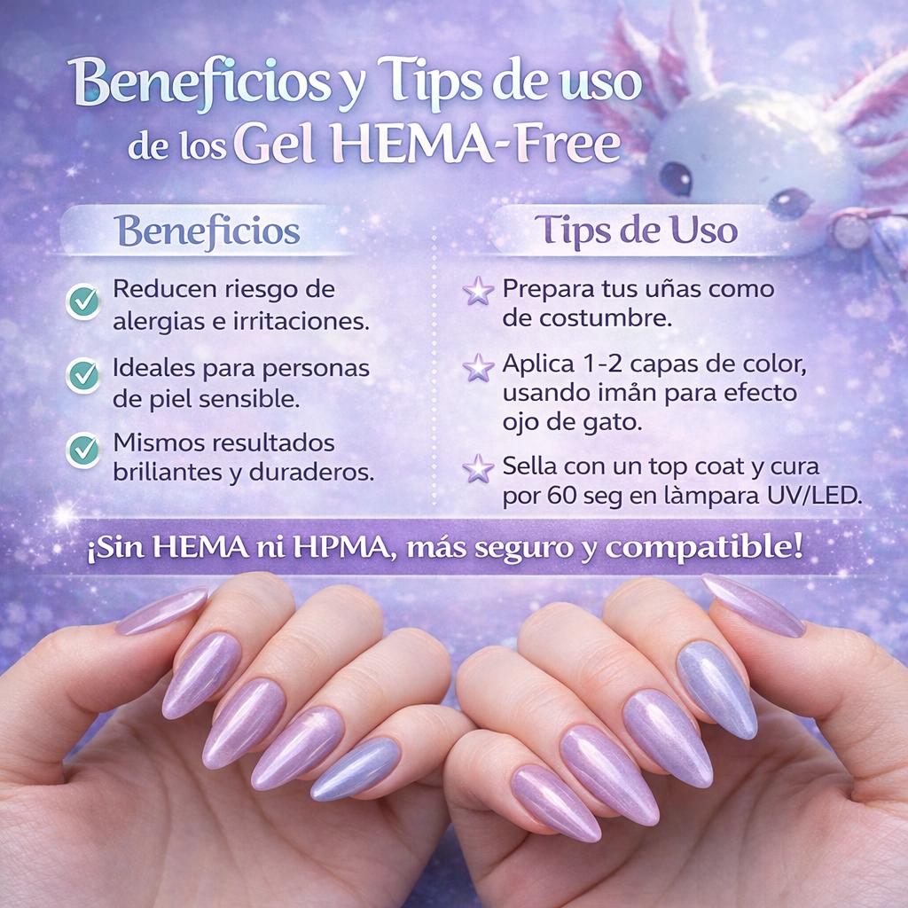 HEMATPOFree Miss Cherry Ojo de gato Ajolote efecto uñas gel profesional