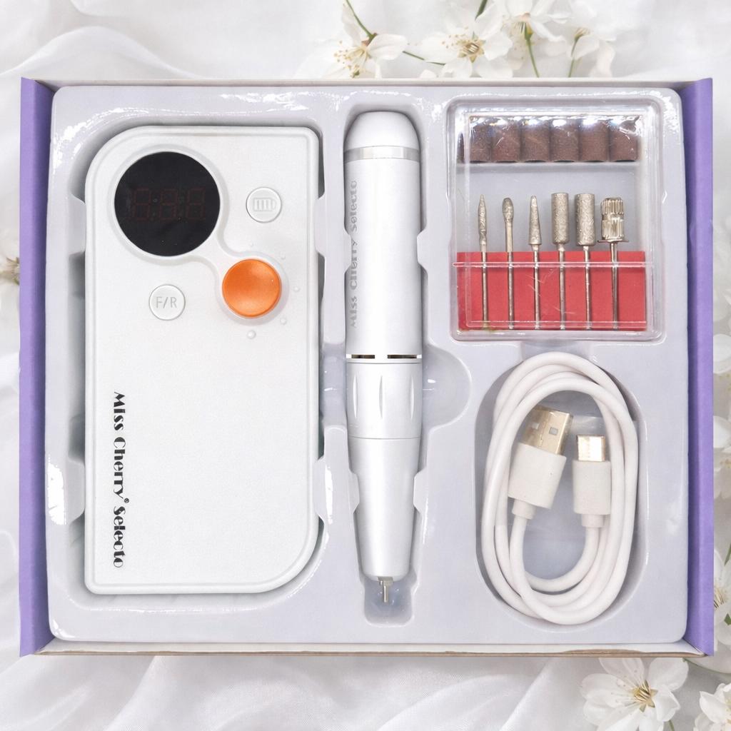 Miss Cherry Drill Pila Recargable para Uñas Pulidor Portátil Profesional con Velocidad Ajustable