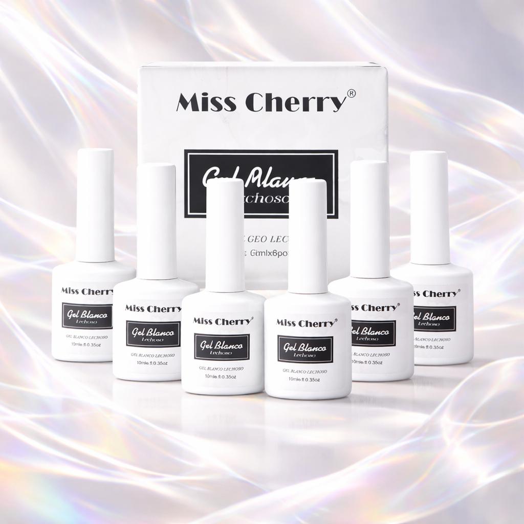 Miss Cherry Gel Blanco Lechoso Uv/led Gel Semi Permanente Uñas Gel Semipermanente Lechoso 6PCS