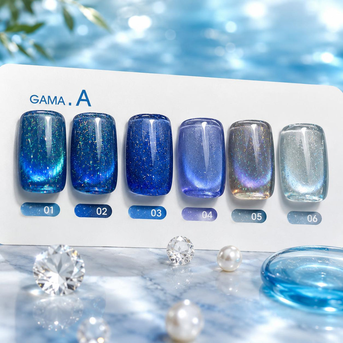 Miss Cherry Esmalte Efecto ojo de gato MAR gel semi permanente UV LED para uñas manicura profesional Nails Art 6 piezas 10ml