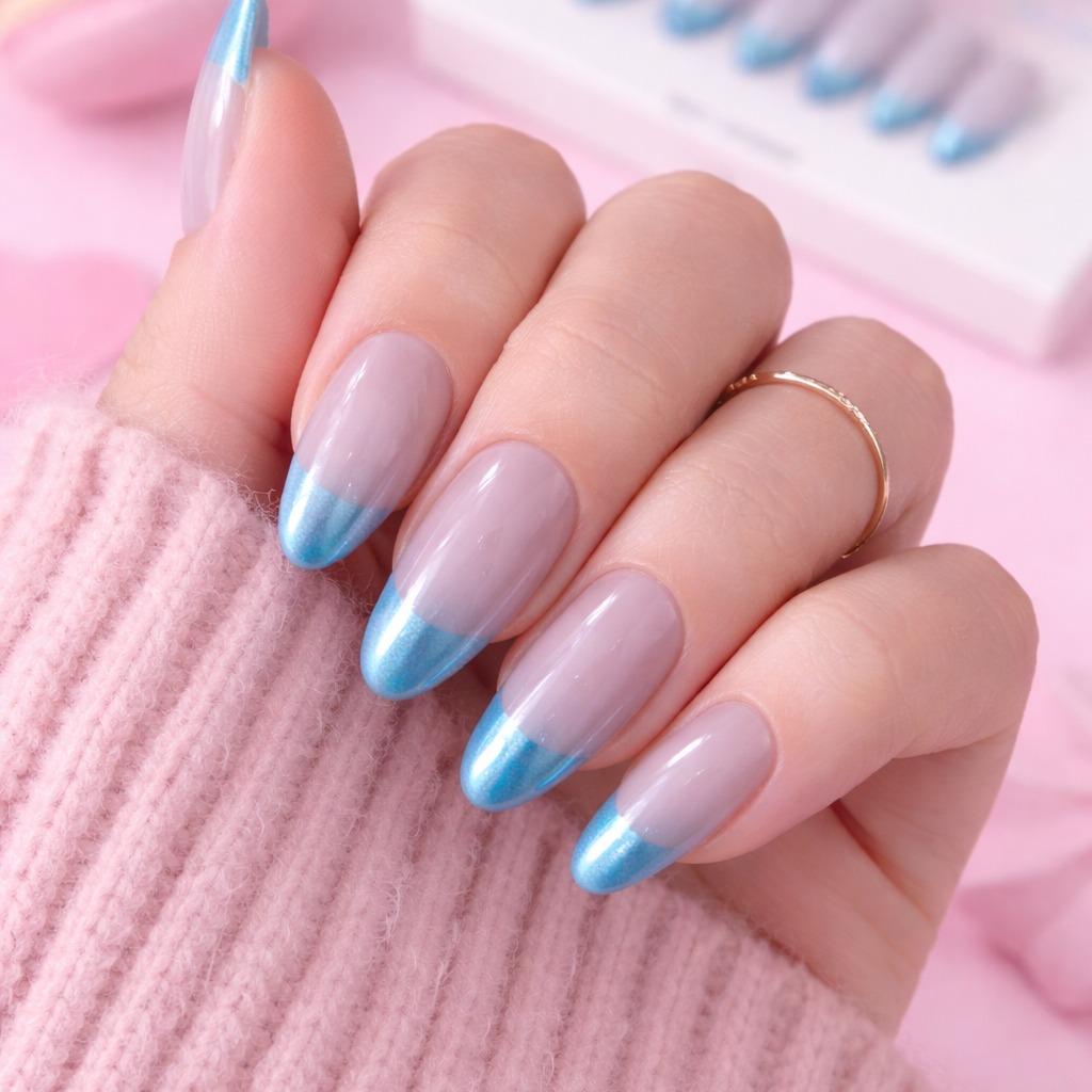 Miss Cherry Tips Press On Diseño con punta Francesa diferentes uñas