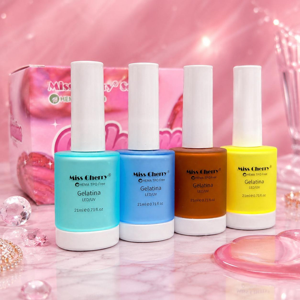 Miss Cherry Gama 21 ml Gelatina Jelly 12 piezas gel semipermanente UV LED uñas manicura ART NAIL