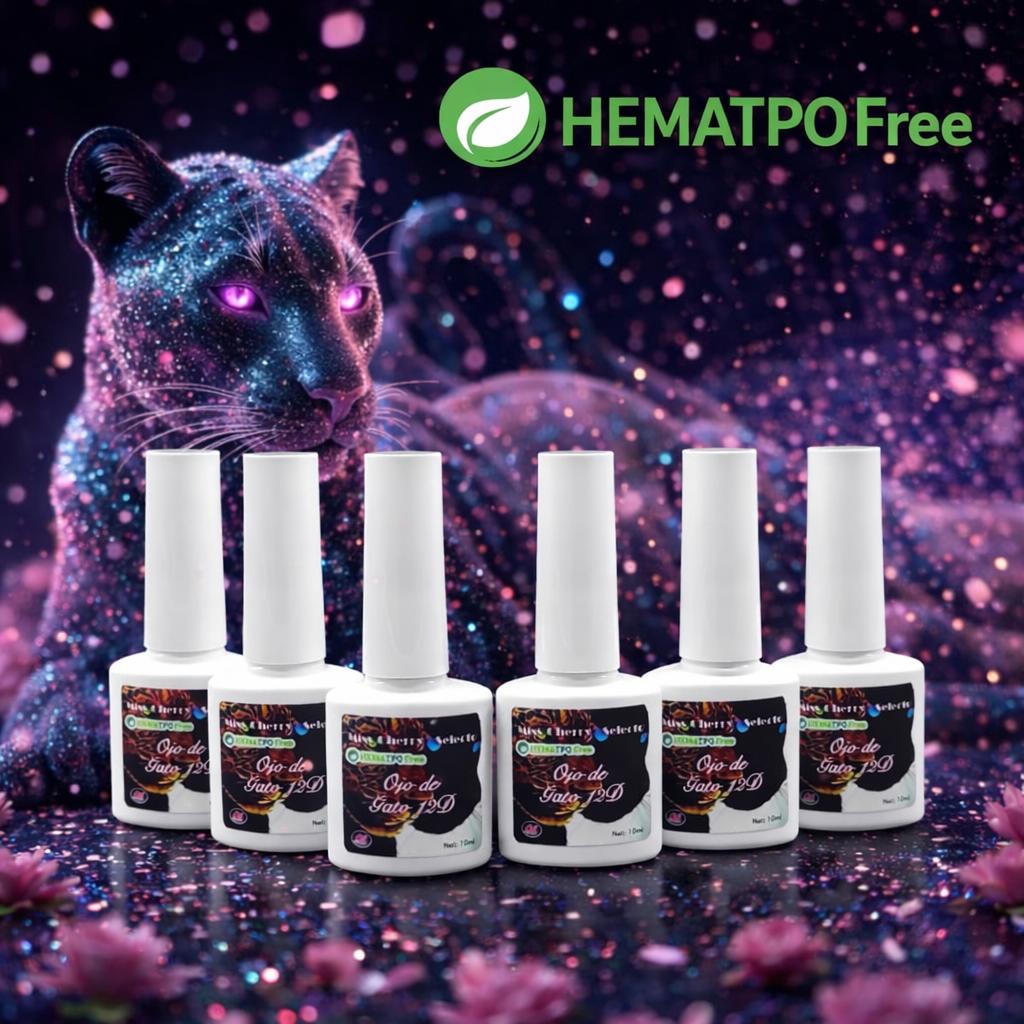 HEMATPO FREE Miss Cherry Ojo de gato 12D TPO FREE Gama profesional para uñas UV LED efecto