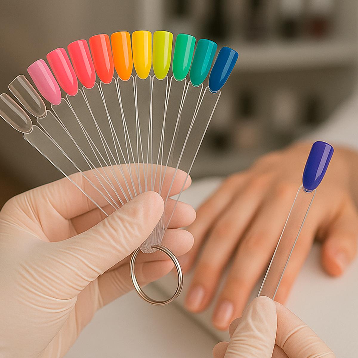 Miss Cherry Muestrario Uñas Cuadradas De Argolla Con 50 Exhibición de manicura, abanico acrílico