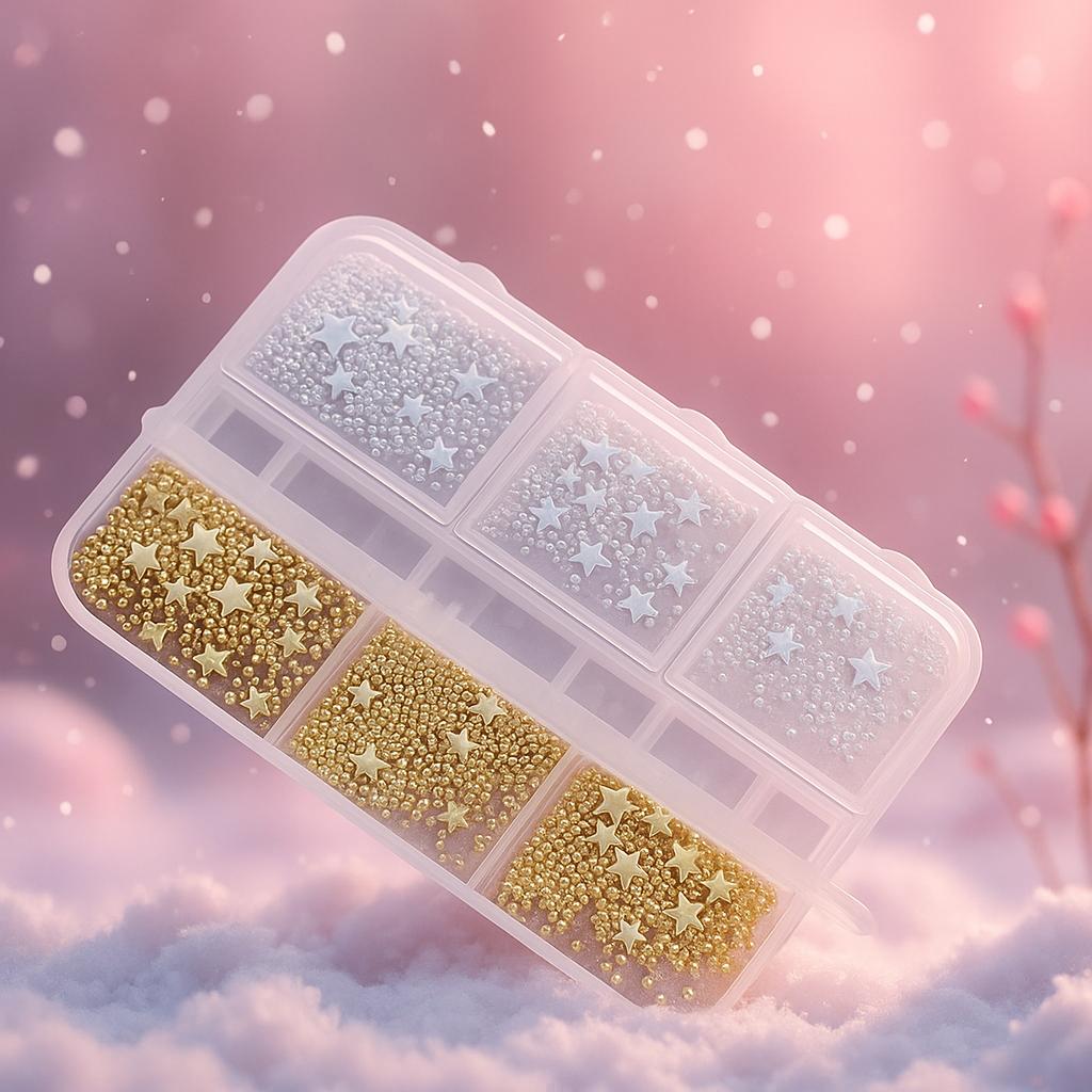 Miss Cherry 2 estuches de estrella plateada y dorada dije Diamantes De Imitación Para uñas decoracion
