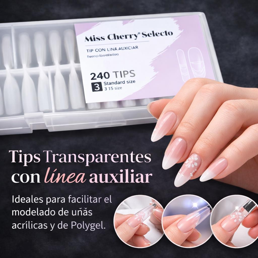 Miss Cherry 240 Tips Molde de extensión de uña para polygel acrigel profesional