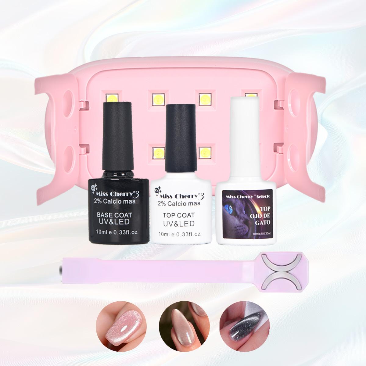Miss Cherry KIT 02 Glam Basico para Uñas Con Efecto Ojo De Gato