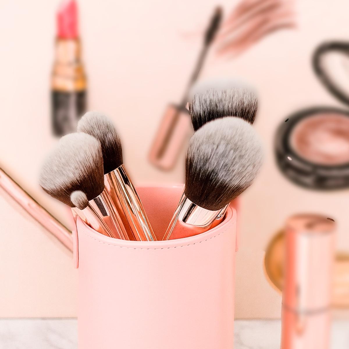 Miss Cherry SET-PINK Brochas para Maquillaje SET DE 12 pzs con Caja de Cuero Elegante y Diseño de Alta Calidad makeup