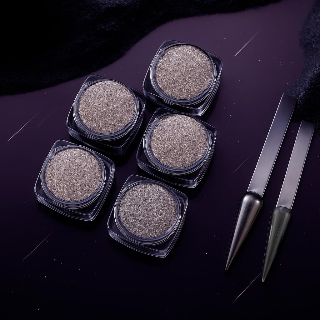 Miss Cherry Cromo Mirror Black Uñas en Polvo Metálico Efecto Espejo