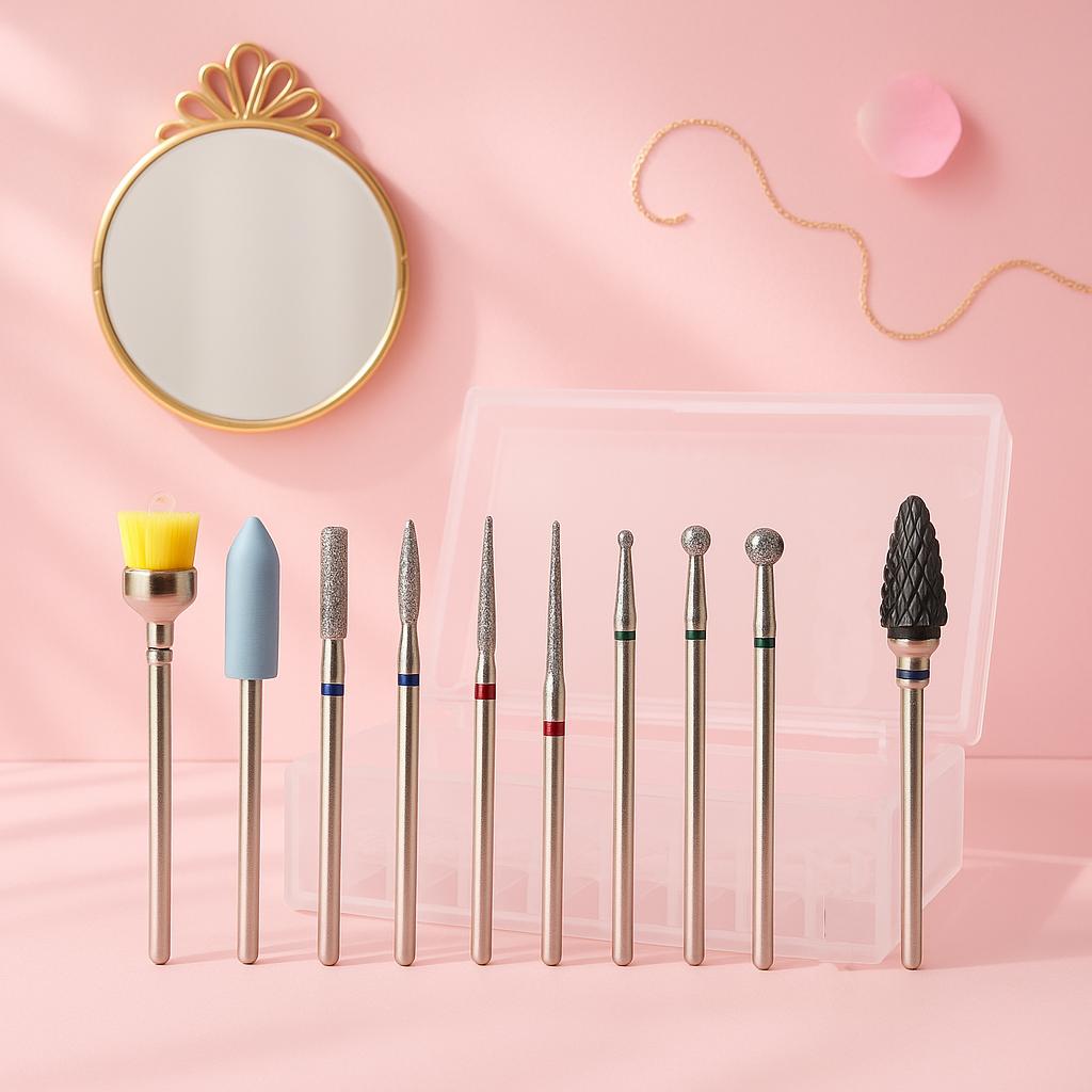 Miss Cherry 10 piezas de brocas de cerámica para uñas, pulidora de uñas eléctrica, brocas para pulidora, herramientas de decoración de uñas para manicura y pedicura