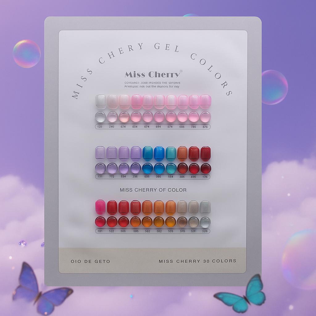 Miss Cherry Gama 30 piezas Ojo de gato manicura UV LED uñas gel semipermannete efecto