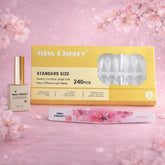 Miss Cherry Kit de uñas 240pz Tips Soft gel con Base Rubber juego de extensión 240 piezas
