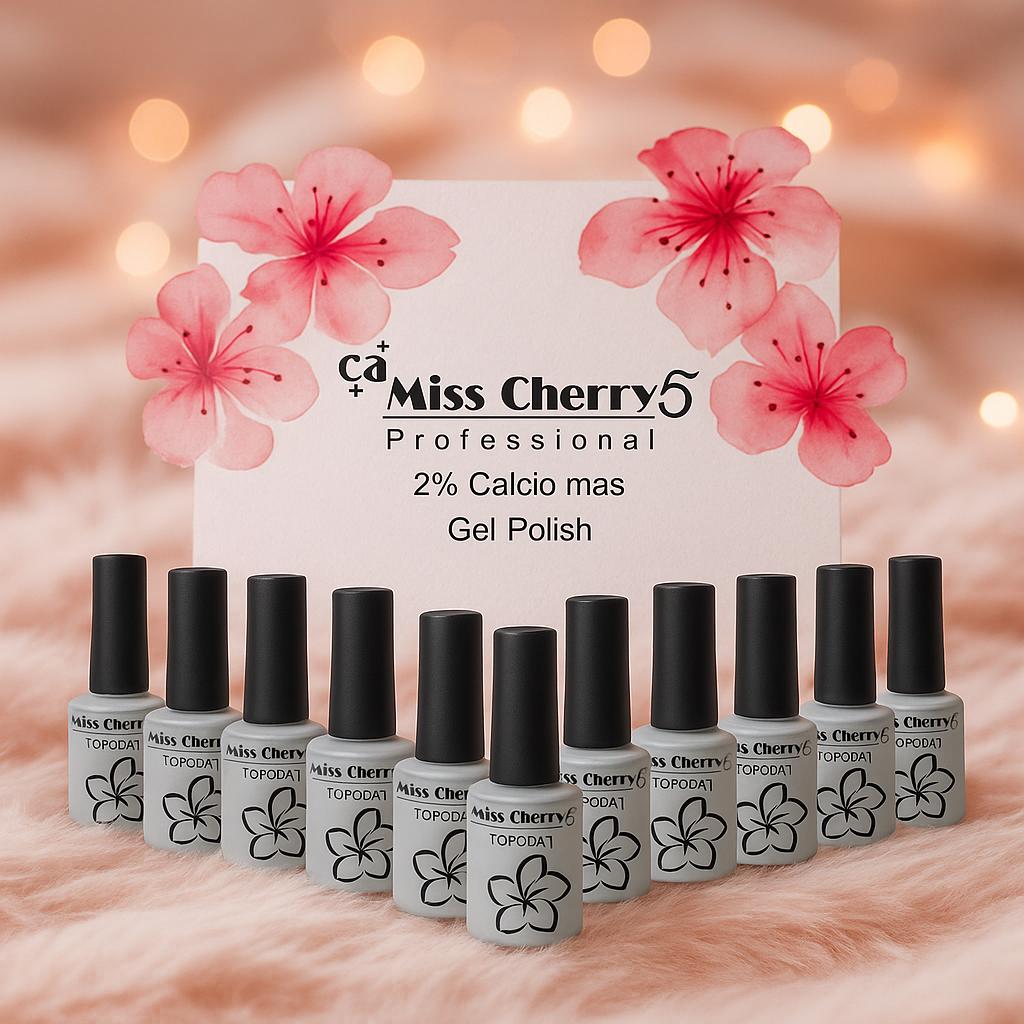 Miss Cherry Gel semipermanente TOP Coat y TOP Cristal Gel Polish Esmalte 12 pcs 10 ml Uñas Nails Efectos