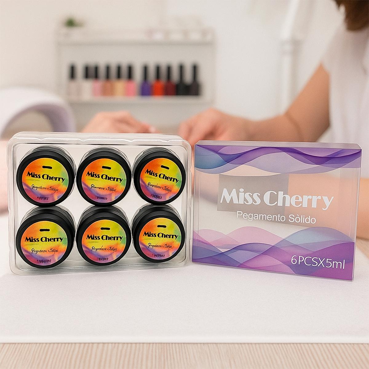 Miss Cherry Pegamento Solido GEL UV/LED uñas sof Gel 6 Piezas de 5ml cada una