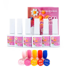 Miss Chery Gel Expandible Incluye 1 base espandible y 5 colores profesionales gama para manicura en uñas UV LED