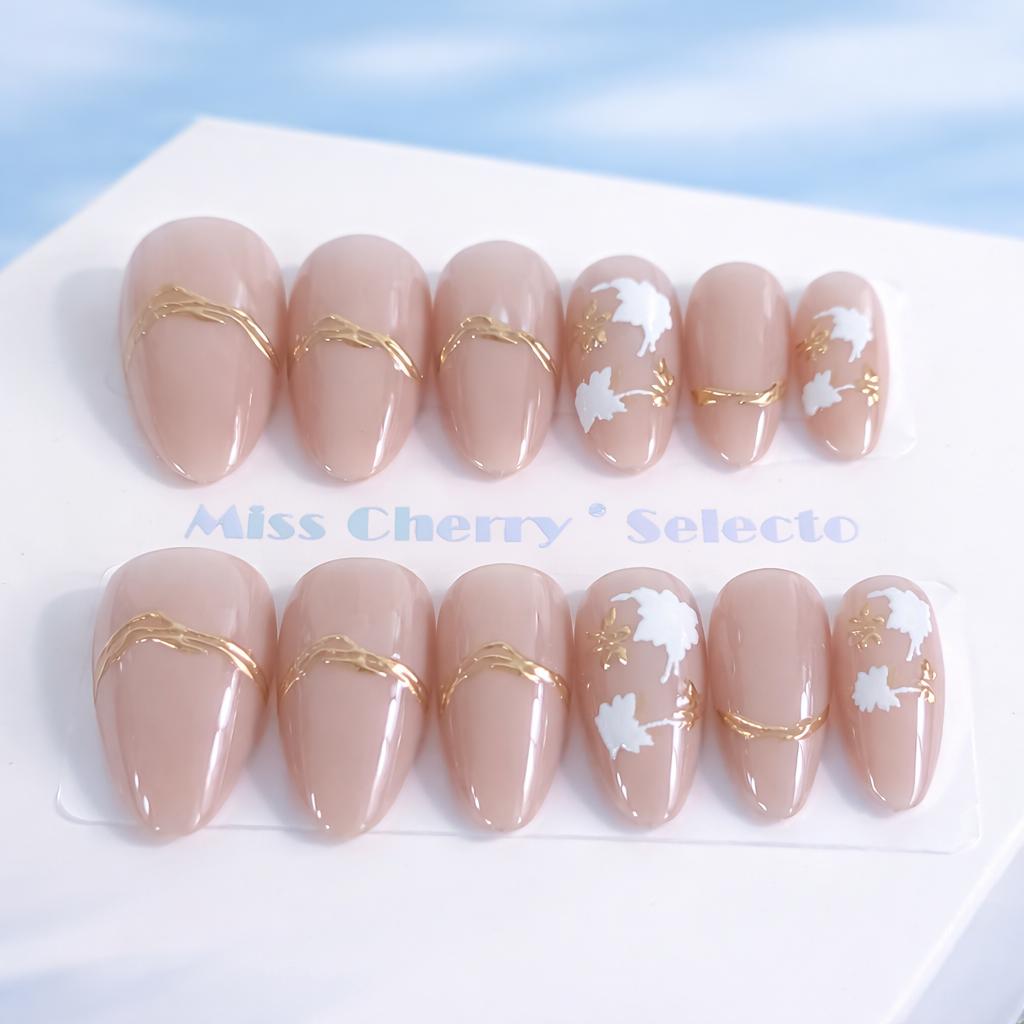 Miss Cherry Uñas postizas Press on con diesño Ojo de gato Tips