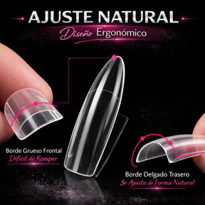 Miss Cherry 600pz Tips con sonrisa Mini Almendra corto, 12 Tamaños media punta