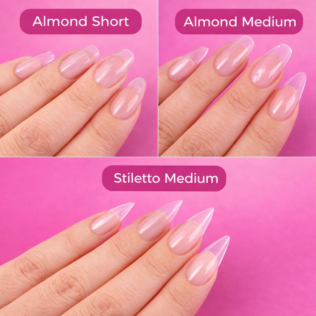 Miss Cherry Kit de uñas 240pz Tips Soft gel con Base Rubber juego de extensión 240 piezas