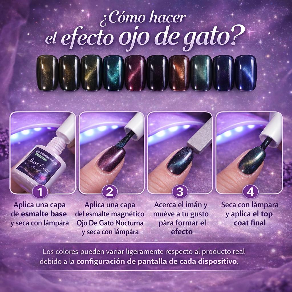 HEMATPOFree Miss Cherry gel Nocturna ojo de gato efecto gel esmalte semipermanente uña
