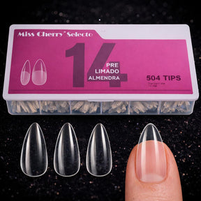 Miss Cherry 504pcs Tips Pre limado para Uñas Soft Gel Incluye 12 Tamaños Uñas Postizas Transparentes