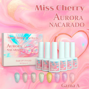 Miss Cherry Gama AURORA NACARADO Gel semipermanente profesional UV LED  6 pcs Nail art