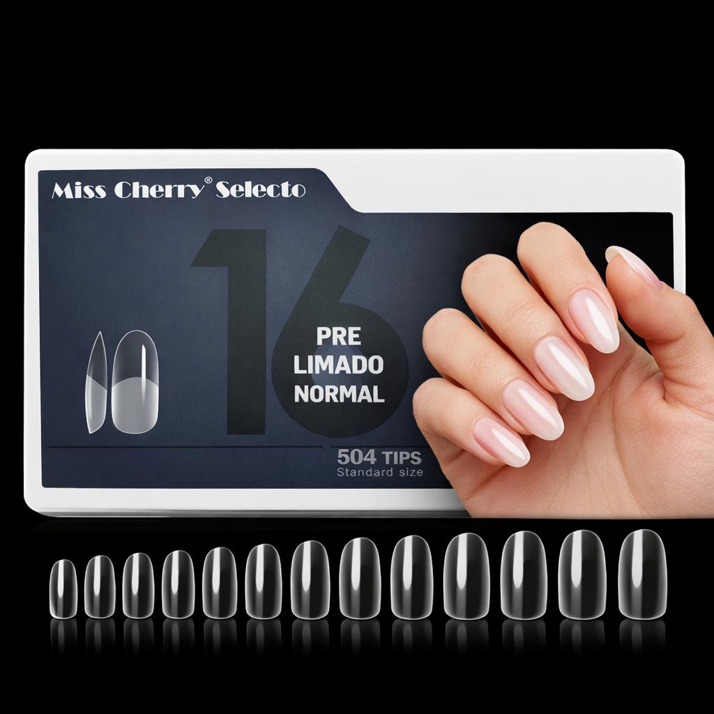 Miss Cherry 504pcs Tips Pre limado para Uñas Soft Gel Incluye 12 Tamaños Uñas Postizas Transparentes