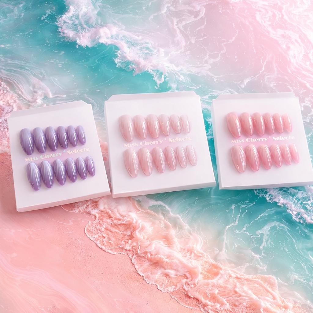 Miss Cherry Tips Press On Diseño de concha de mar Modelos diferentes uñas