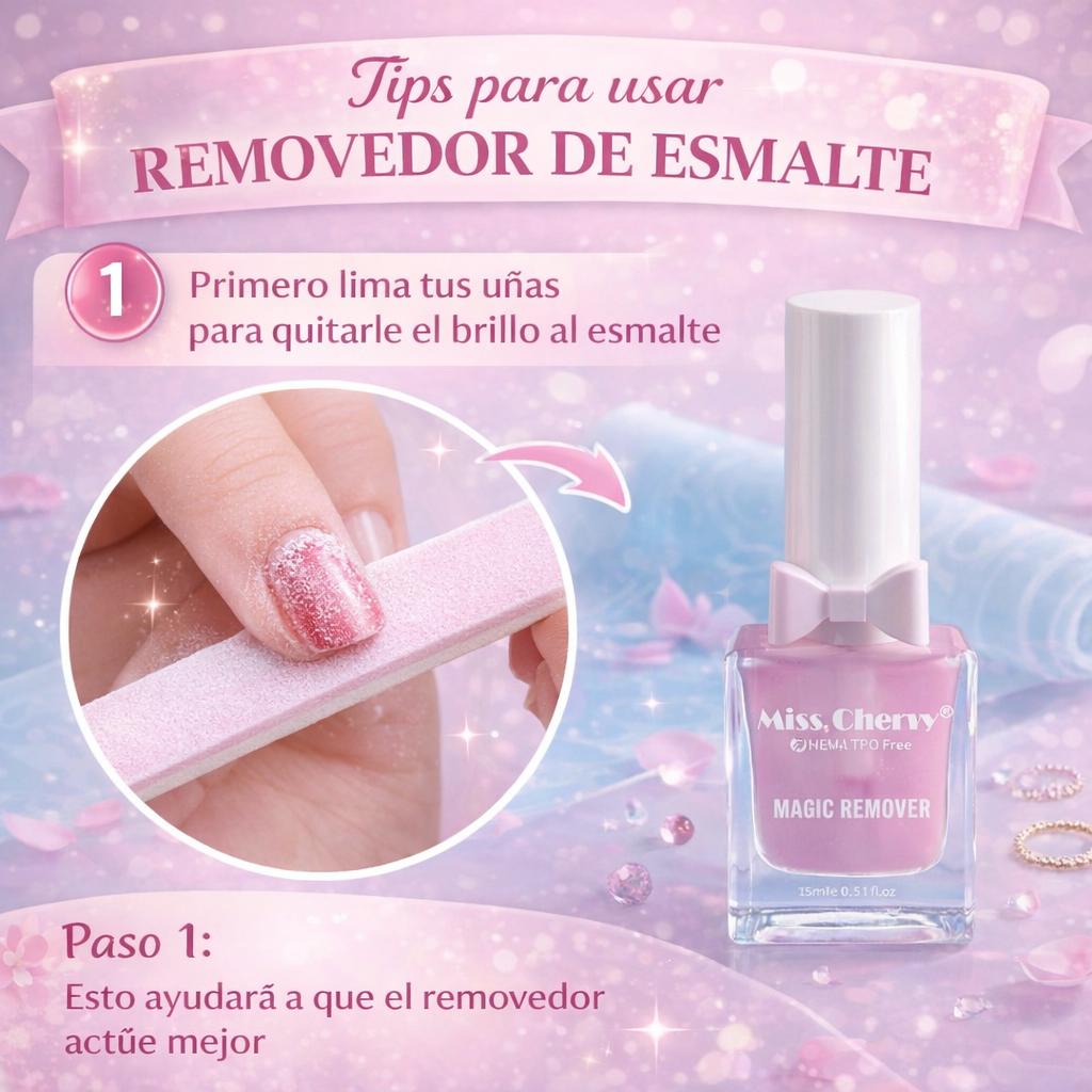 HEMATPOFree Miss Cherry Magic Remover Removedor De Gelishs quita esmalte uñas