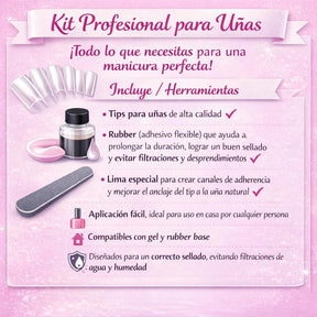 Miss Cherry Kit de uñas 240pz Tips Soft gel con Base Rubber juego de extensión 240 piezas