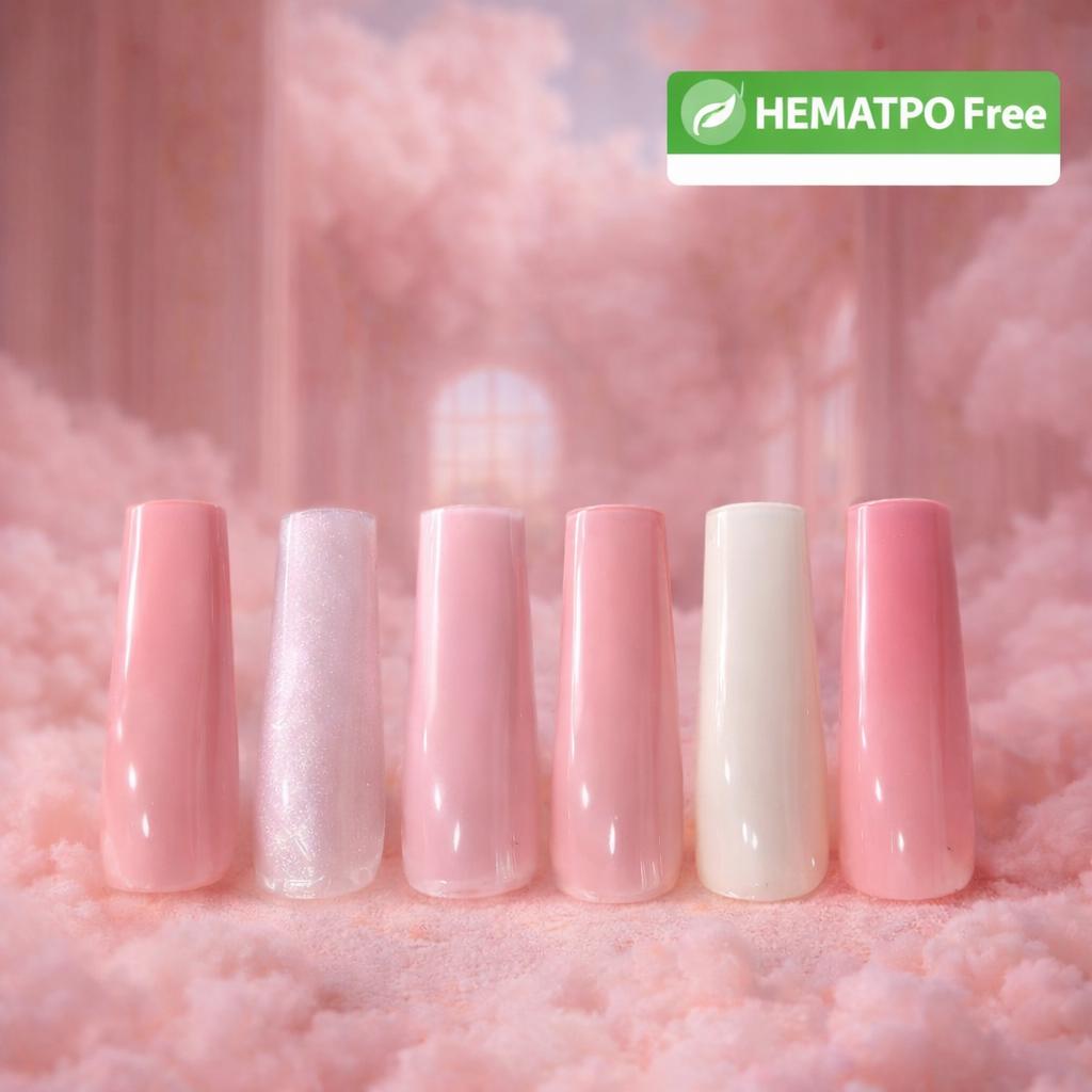 HEMATPOFREE MISS CHERRY Gel esmalte semipermanente para uñas Uv Led BASE MULTIUSO SOFT STRONG 6 pcs