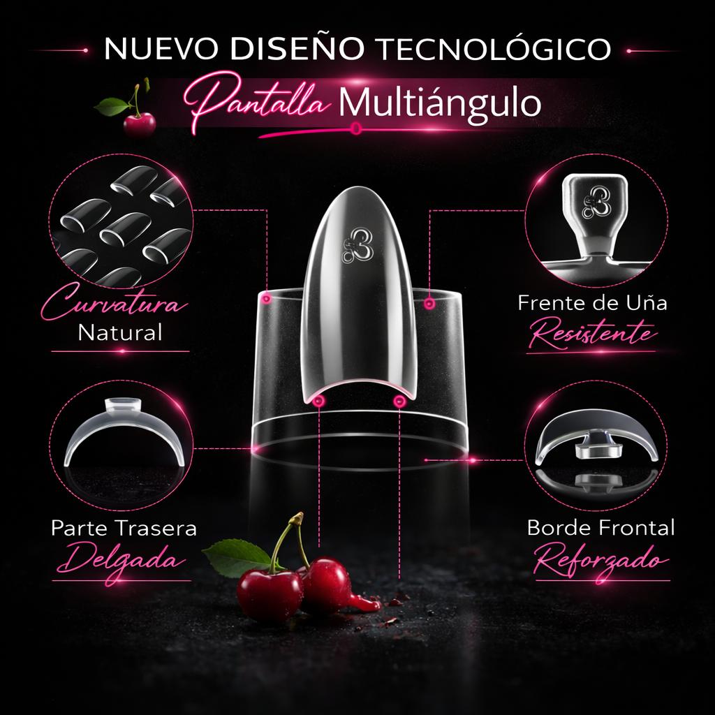 Miss Cherry 600pz Tips con sonrisa Mini Almendra corto, 12 Tamaños media punta