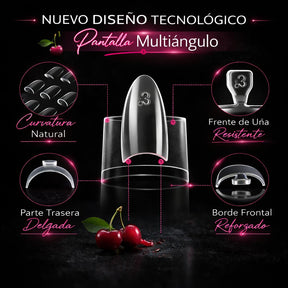 Miss Cherry 600pz Tips con sonrisa Mini Almendra corto, 12 Tamaños media punta