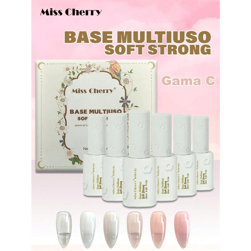 HEMATPOFREE MISS CHERRY Gel esmalte semipermanente para uñas Uv Led BASE MULTIUSO SOFT STRONG 6 pcs