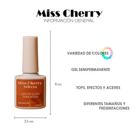 Miss Cherry Gel Esmalte Semipermanente para Uñas Ojo de Gato Terracota 6 pzs 10 ml