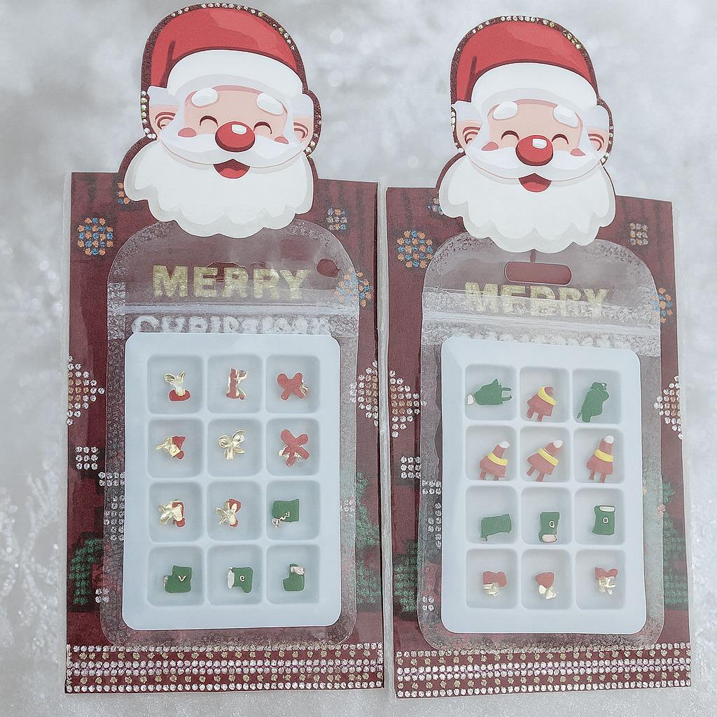 Miss Cherry Set de Adornos Navideños set de 3 Estuches de Charms de Resina Uñas Decoraciones Festivas Accesorios