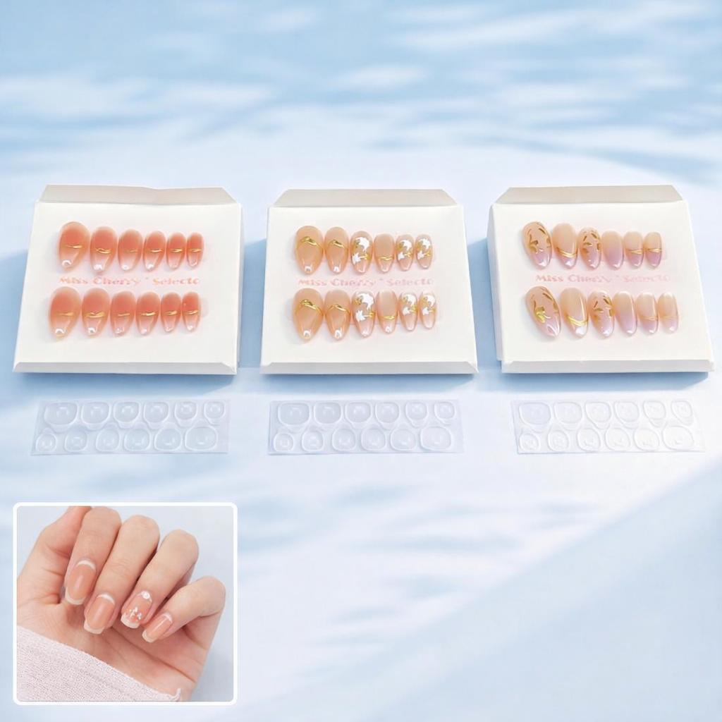 Miss Cherry Uñas postizas Press on con diesño Ojo de gato Tips