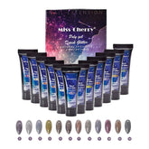 Miss Cherry Polygel Dark Glitter  12 pcs Brillo Oscuro para Uñas Esculpidas